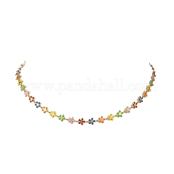 Collane da donna con catena a maglie colorate a girasole in acciaio inossidabile 304 smaltato.&nbsp;NJEW-JN06104