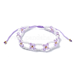 Braccialetti da donna con perline intrecciate regolabili con fiori di vetro intrecciato&nbsp;BJEW-MZ00100