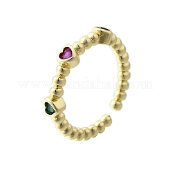 Anelli da donna aperti con micro pavé di zirconi cubici in ottone&nbsp;RJEW-F179-01G