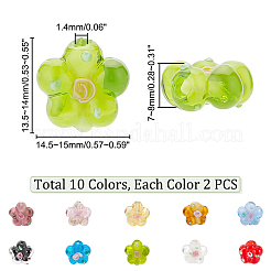 20pcs 10 Farben handgemachte Bunte Malerei-Perlen&nbsp;LAMP-PH0001-15