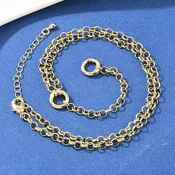 Halsketten aus Messing mit Rolokette und Lariat&nbsp;NJEW-H087-04G