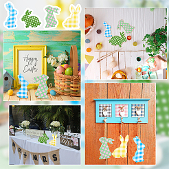 4 pièce de décorations d'affichage de lapin en bois de 4 styles&nbsp;AJEW-GL0002-05