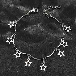Pulseras con dijes de estrella de acero inoxidable 304&nbsp;BJEW-R021-02P