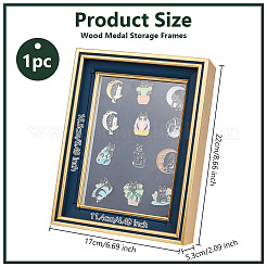 Cadres de rangement pour médailles en bois rectangle&nbsp;ODIS-WH0099-25B
