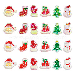 24 Stück 12 Stile Weihnachtsdekorationen Thema undurchsichtige Acrylperlen mit Emaille&nbsp;OACR-TA0004-54