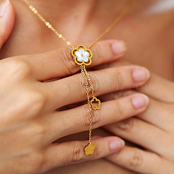 Colliers avec pendentif en forme de fleur et de coquillage en acier inoxydable pour femmes&nbsp;PT8035