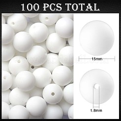 100 pièces perles de silicone perles rondes en caoutchouc 15mm perles d'espacement en vrac pour fournitures de bricolage bijoux fabrication de porte-clés&nbsp;JX454A