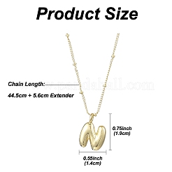Collier avec pendentif en laiton avec lettre initiale 1 pièce&nbsp;NJEW-YW0001-24N