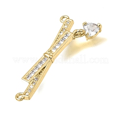 Breloques de connecteur en laiton micro pavé de zircone cubique transparente&nbsp;CU-CBA3569-04G-C