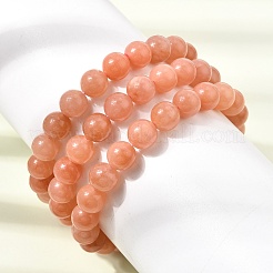 Braccialetti elasticizzati da donna con perline rotonde di calcedonio naturale di grado A&nbsp;GG-CBA3F02-14A-01