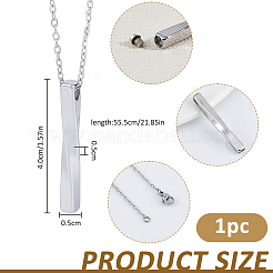 Colliers urnes funéraires avec pendentif rectangulaire torsadé en acier inoxydable 304&nbsp;NJEW-WH0036-029P