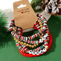 6 bracelet extensible de Noël en perles heishi en argile polymère pour femmes&nbsp;AZ3870