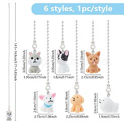 6 Stück 6 Stile Harz Hunde Charms Deckenventilator Zugkette Verlängerungen&nbsp;HJEW-DC00017
