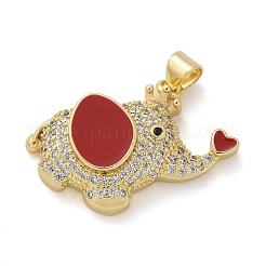 Elefante in ottone micro pavé di zirconi cubici e ciondoli smaltati&nbsp;KK-M319-05G