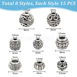 120pcs 8 Arten tibetanische Legierungsperlen&nbsp;FIND-PH0018-87