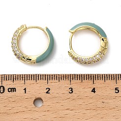Pendientes de aro de latón con micro circonitas y cubic zirconia transparente&nbsp;EJEW-P308-07G