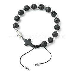 3 braccialetto con perline intrecciate rotonde e incrociate con pietre preziose in stile 3 pezzi&nbsp;BJEW-TA00321