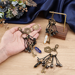 3 pièce 3 styles de décorations de pendentif en alliage et en verre&nbsp;KEYC-OC00003