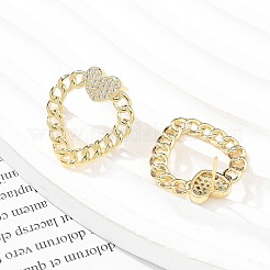 Pendientes de tuerca de circonita cúbica transparente con micro pavé de latón chapado en rack para mujer&nbsp;EJEW-C125-18G