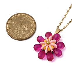Colliers avec pendentif en forme de fleur en verre&nbsp;NJEW-MZ00119-04
