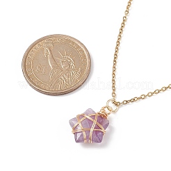 5pcs 5 collane del pendente del pentacolo della pietra preziosa mista naturale di stile messe&nbsp;NJEW-JN04090
