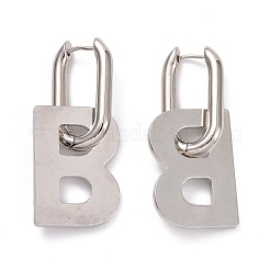 Orecchini a cerchio pendenti in ottone con iniziali&nbsp;EJEW-M206-04A
