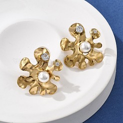 Pendientes de acero inoxidable 304 con circonita cúbica transparente&nbsp;EJEW-R020-05G-01