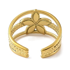 Blume 304 Edelstahl Emaille offene Manschettenringe für Frauen&nbsp;RJEW-F166-21G-02