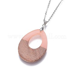 Colliers à pendentif en résine et bois&nbsp;NJEW-JN02325-M