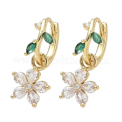 Boucles d'oreilles pendantes en laiton serties de micro-pavés de zirconiums cubiques&nbsp;EJEW-A167-13G-02
