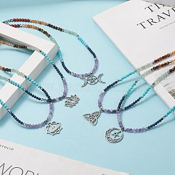 Collier pendentif en acier inoxydable 201 à thème yoga&nbsp;NJEW-JN04205