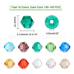 1300~1500 Stück 10 Farben Imitation österreichischer Kristall-Doppelkegelperlen&nbsp;GLAA-PH0001-63