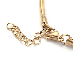 Braccialetti a catena a serpente tonda in acciaio inossidabile 304 placcati ioni (ip)&nbsp;BJEW-O186-08B-G