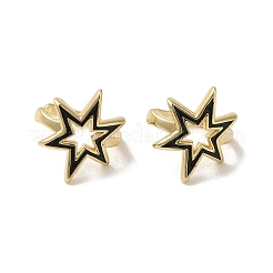 Orecchini da donna con polsino a stella smaltato in ottone placcato a cremagliera&nbsp;EJEW-C097-17G