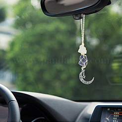 Décorations de pendentif de pochette en cristal de quartz naturel et lapis-lazuli&nbsp;HJEW-WH20002-03E