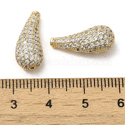 Perle di zirconi cubici trasparenti in micro pavè di ottone&nbsp;KK-G481-10G