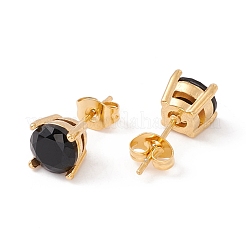 6 paire de boucles d'oreilles rondes plates en zircone cubique&nbsp;EJEW-G291-04A-M