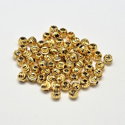 Perline distanziatrici rotonde ondulate in ottone placcato a cremagliera&nbsp;X-KK-I600-4mm-G-RS