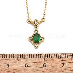 Colliers pendentifs en acier inoxydable 304 avec zircon cubique vert pour femmes&nbsp;NJEW-C078-01E-G