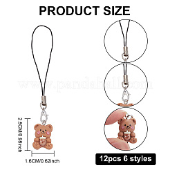 Süßer bär dekoration nylon telefon charms riemen&nbsp;HJEW-PH01743