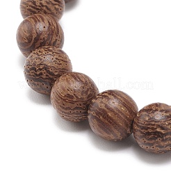 Bracelet extensible en pierre de lave naturelle et perles de bois&nbsp;BJEW-JB08536