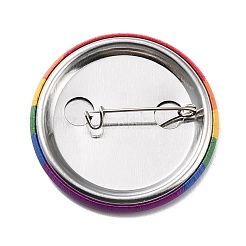 Broche plate ronde en fer à bande arc-en-ciel&nbsp;LS-JEWB-P009-A01