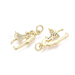 Pendentifs en laiton micro pavé de zircone cubique transparent pour la saint-valentin&nbsp;KK-Q072-12G