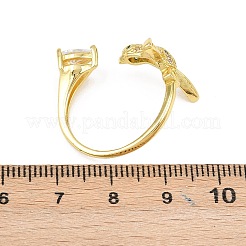 Manschettenringe aus Messing mit Mikropavé-Zirkonia für Damen&nbsp;RJEW-Z113-38G