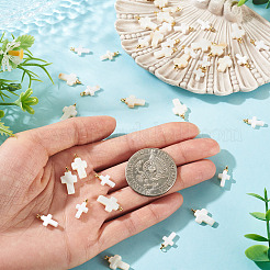 40 ciondolo a croce in conchiglia d'acqua dolce naturale in 2 stili con cauzioni in ottone&nbsp;PALLOY-TA00389
