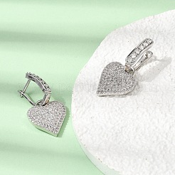 Boucles d'oreilles créoles pendantes en laiton serties de micro-pavés de zirconiums cubiques&nbsp;EJEW-G471-15P