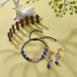 Bracciale con perline intrecciate malocchio a lume e orecchini pendenti&nbsp;SJEW-JS01258
