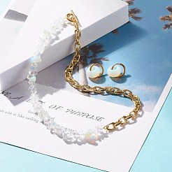 Set di gioielli con perline di chip di opalite sintetica&nbsp;SJEW-JS01223-08