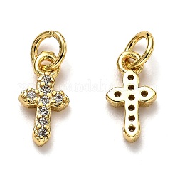 Ciondoli a croce in ottone con micro pavé di zirconi cubici&nbsp;ZIRC-H119-04G