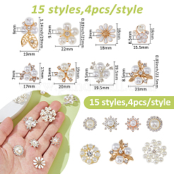 60 Stück 15 Stile Legierung Strass Cabochons&nbsp;FIND-FH0011-73